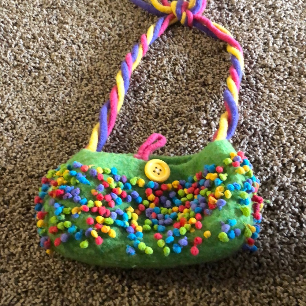 Hand knit.  Felted purse.